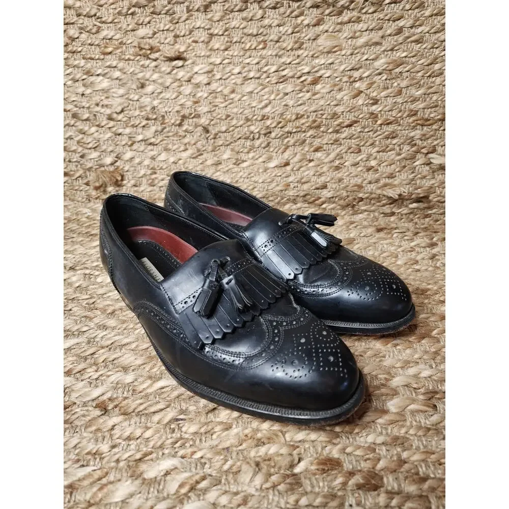 Florsheim Imperial Dress Shoes Men's Sz. 10 Black Wingtip Leather Loafers